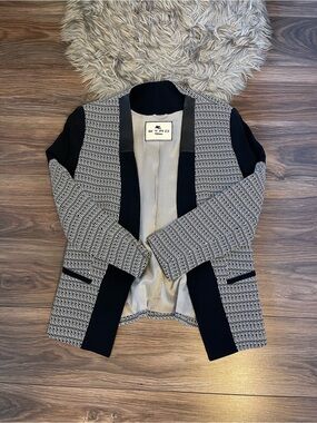 Etro Black & White Knit Open Jacket